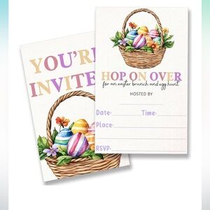 Easter Brunch Invitation Cards with Basket Design